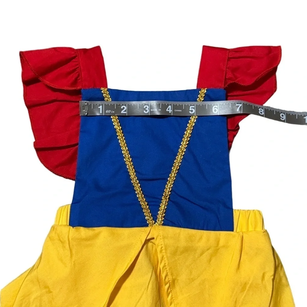 Snow White Inspired Costume Dress Up Colorful Ruffled Baby Romper Size 6 Months